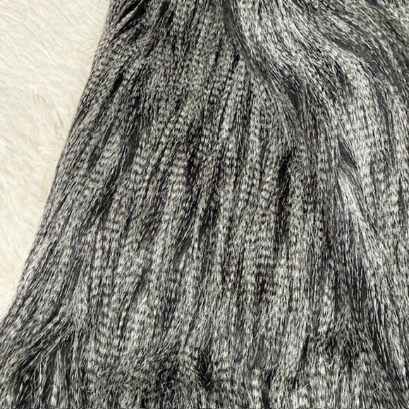 Super Soft Gray Black Mix Mongolian Faux Fur Boot Covers Leg Warmers - Picture 3 of 8